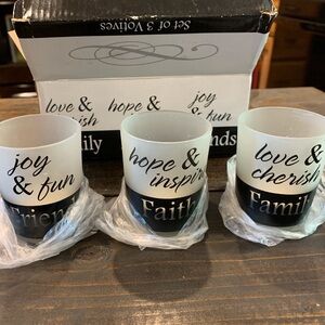 Inspirational Frosted Glass Candle Holders Set